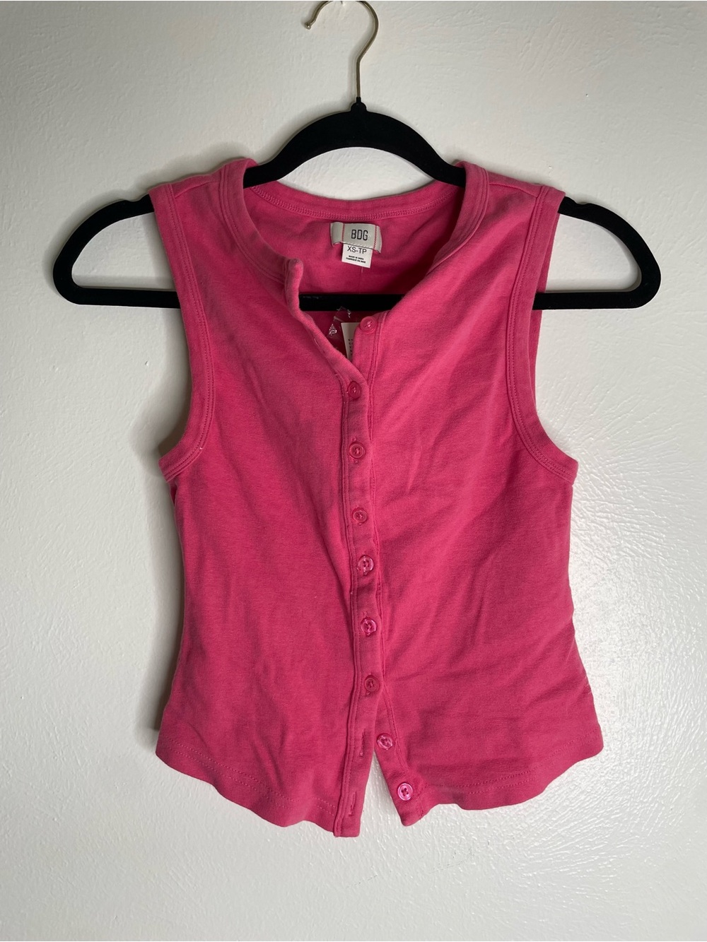 BDG Womens Hot Pink Button-Front Tank Top